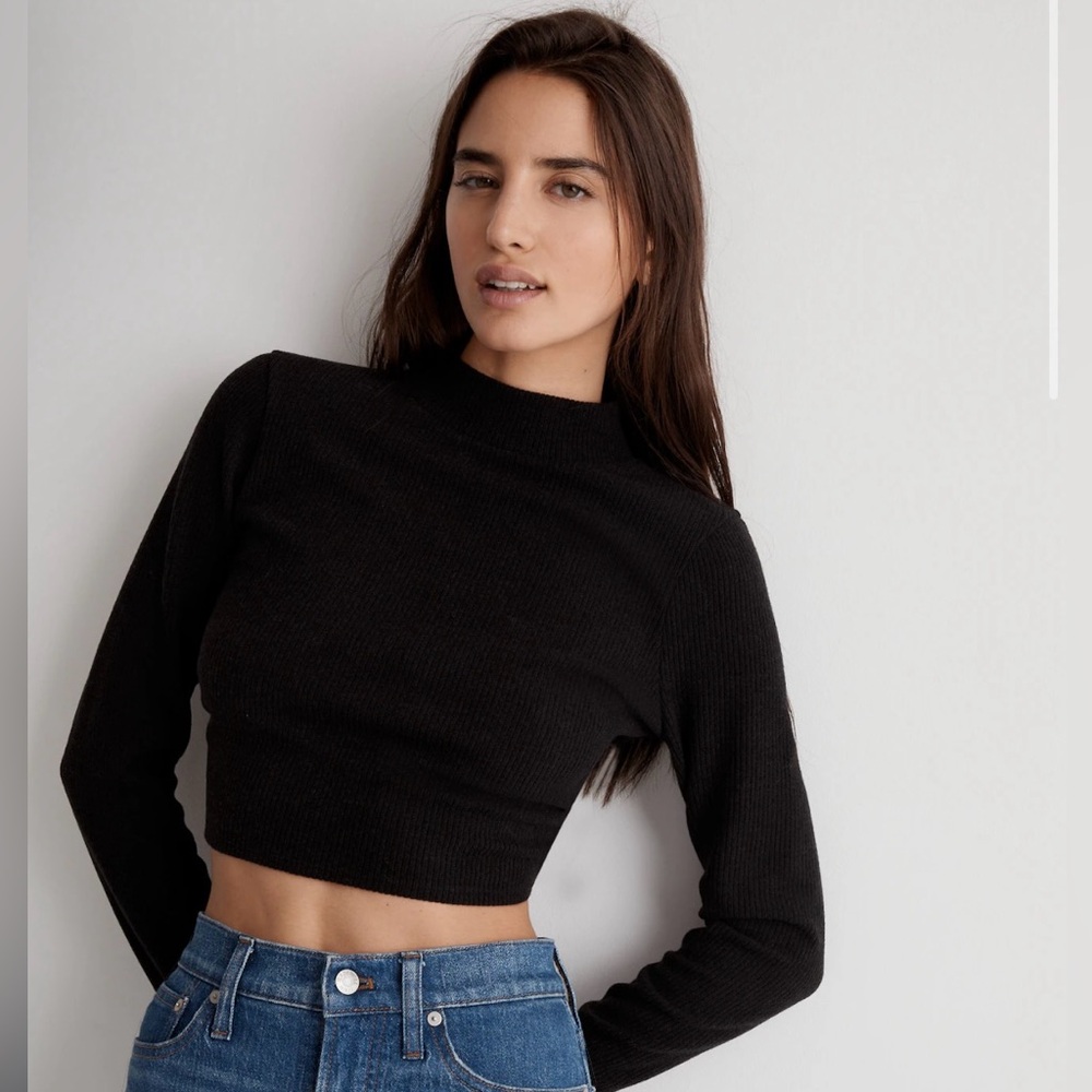 Xs Madewell long sleeve crop top in black